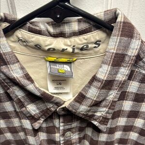 The North Face Brown and White Plaid Casual Button Down Shirt